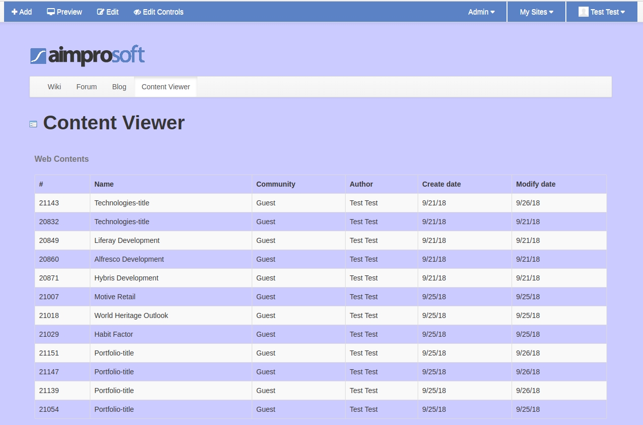 Liferay Private page_Content Viewer