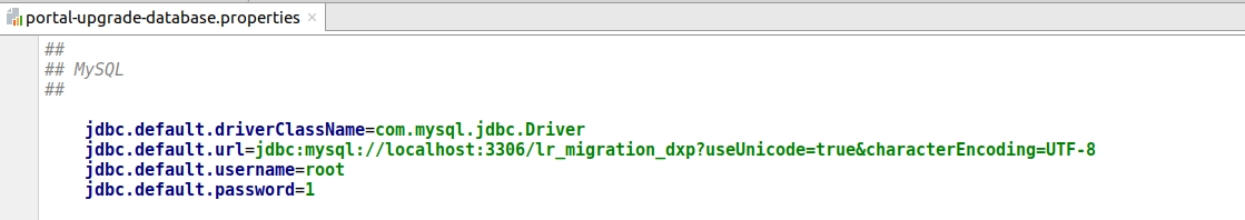 Liferay portal upgrade database properties