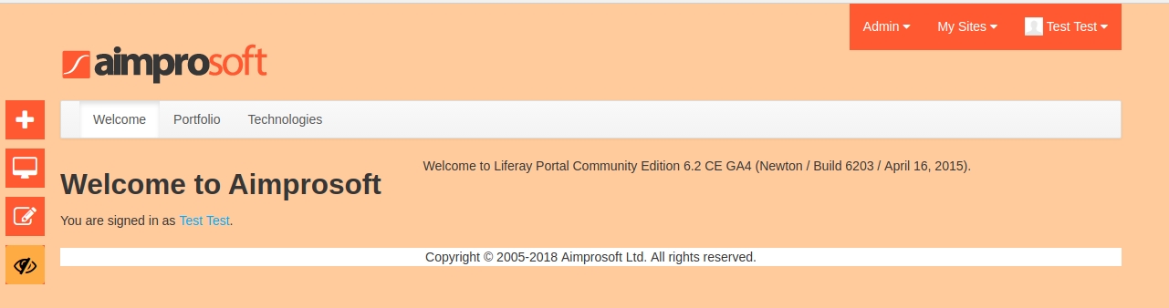 Liferay public page_Welcome