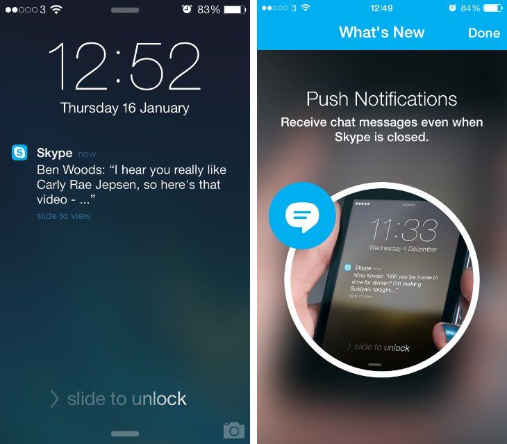 Push notifications in Skype
