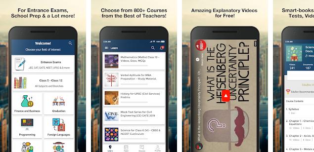 Screenshots of EduRev educational application for Android