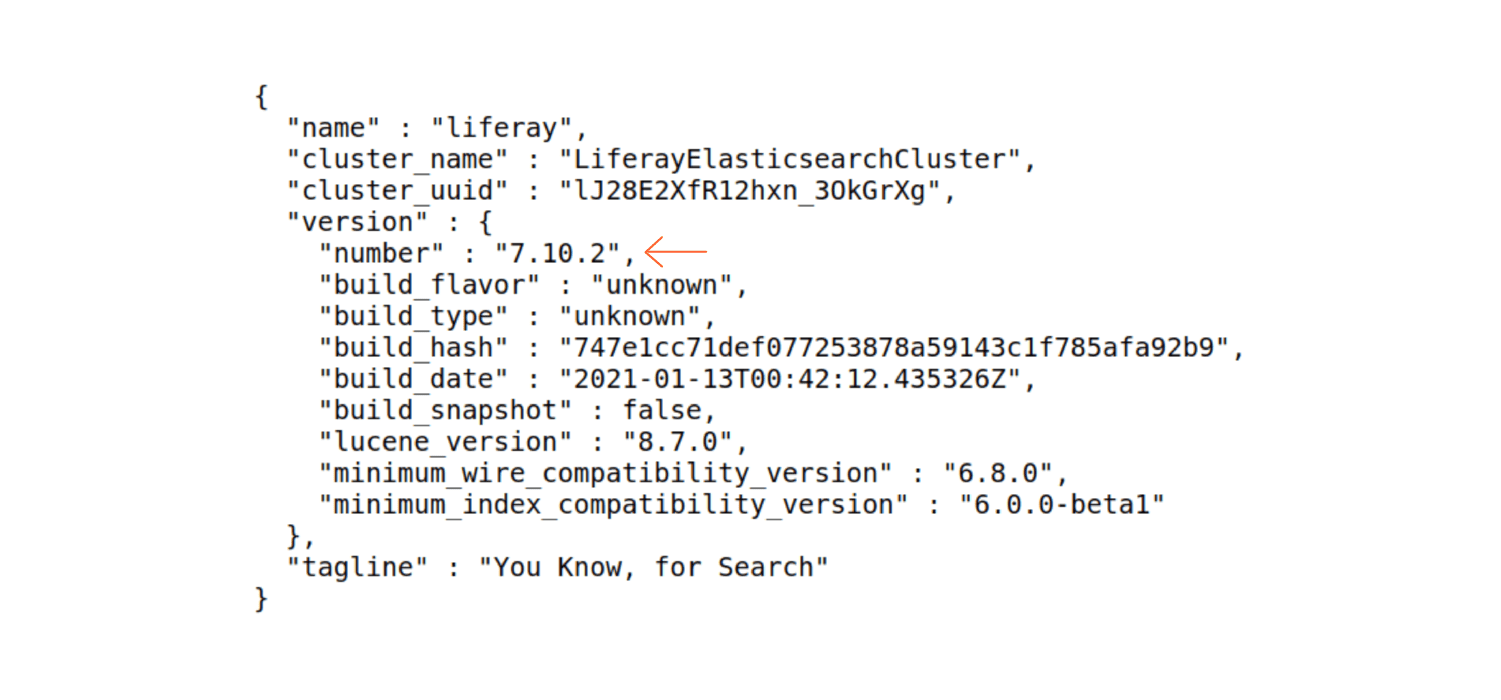 The URL where sidecar Elasticsearch is running to see the Elastic search version compatible with your Liferay
