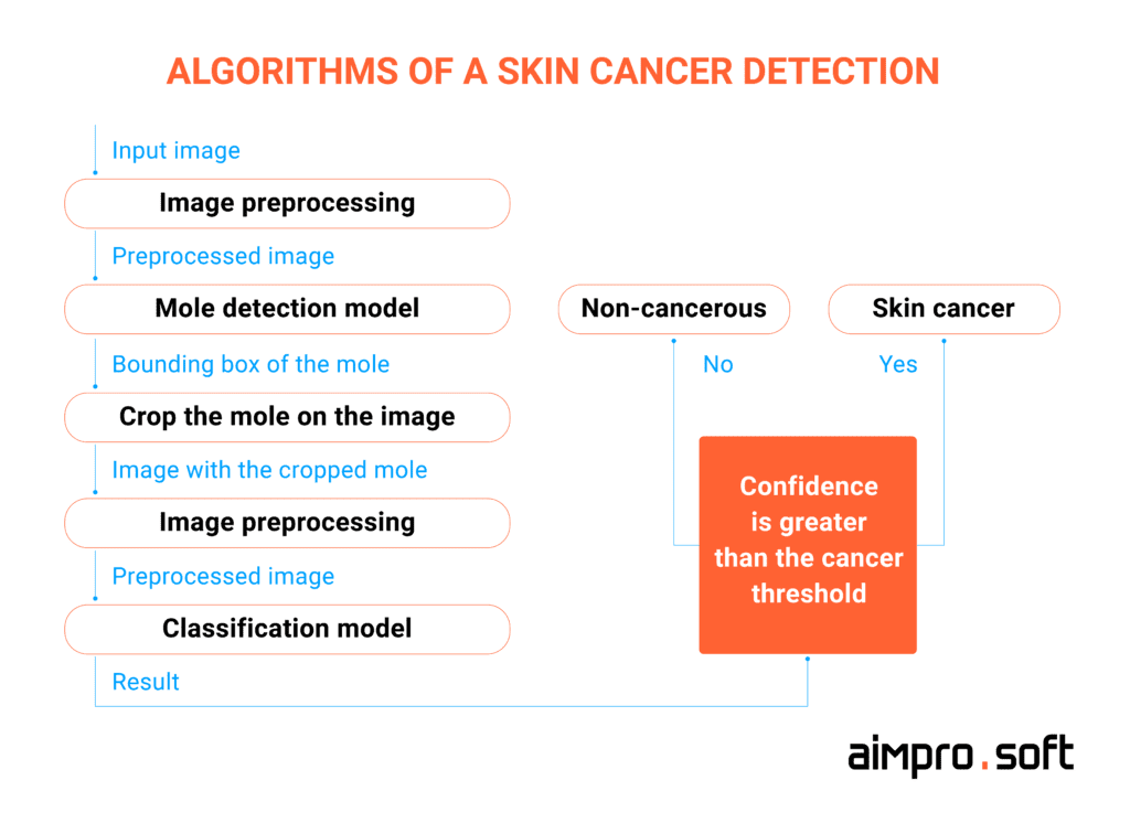 ML-based algorithms of a skin cancer detection in the medical field
