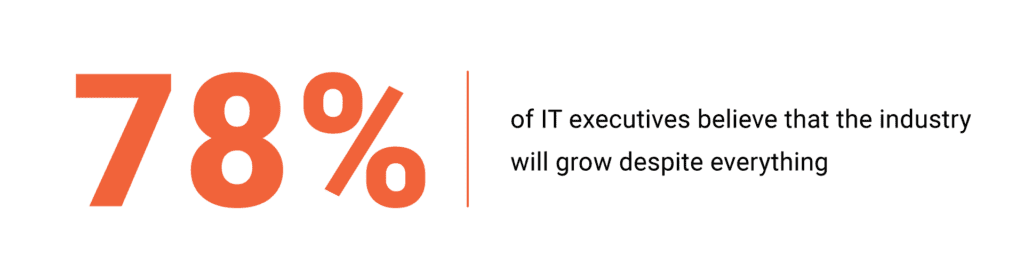 78_ of IT executives believe that the industry will grow despite everything 78% of IT executives believe that the industry will grow despite everything