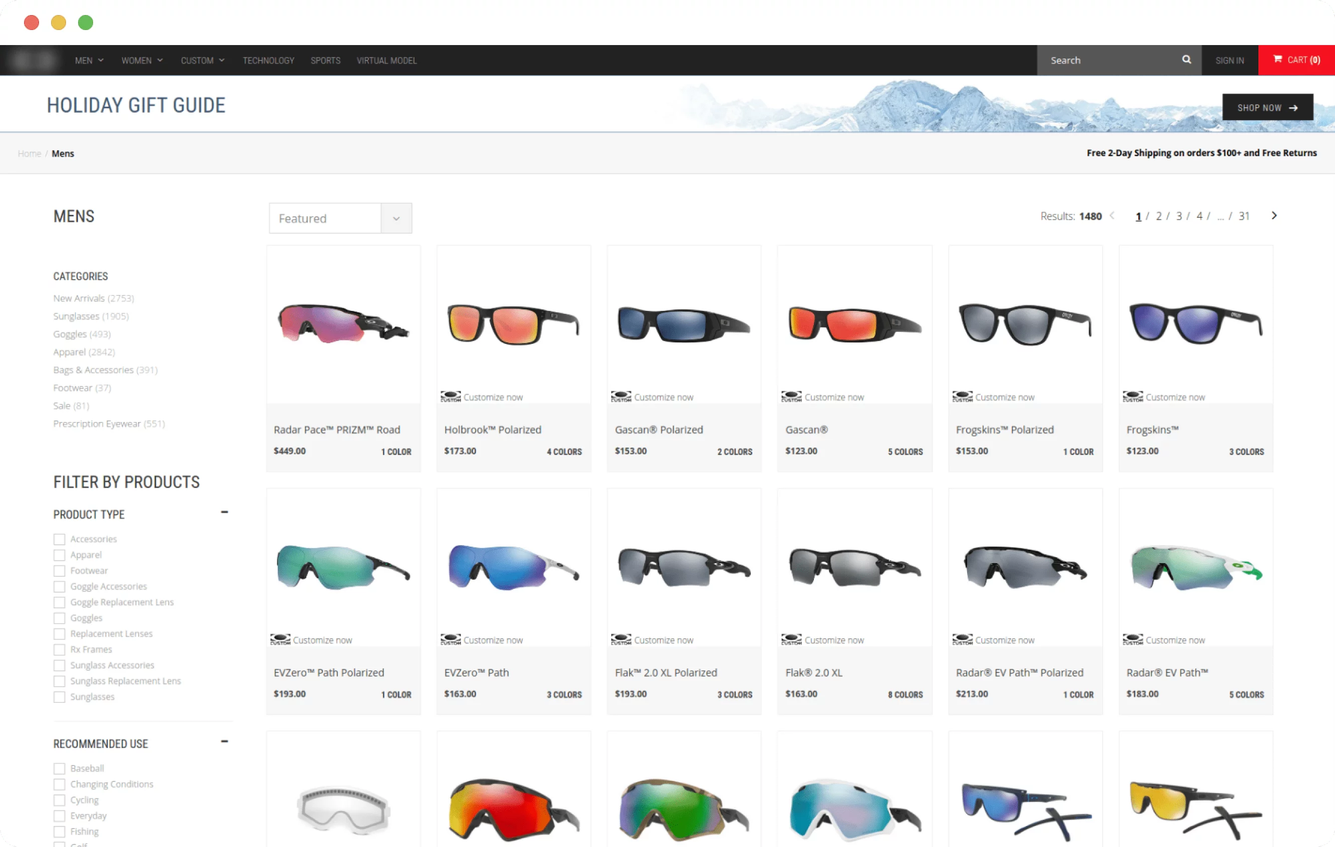 Sunglasses e-commerce website screenshot 4