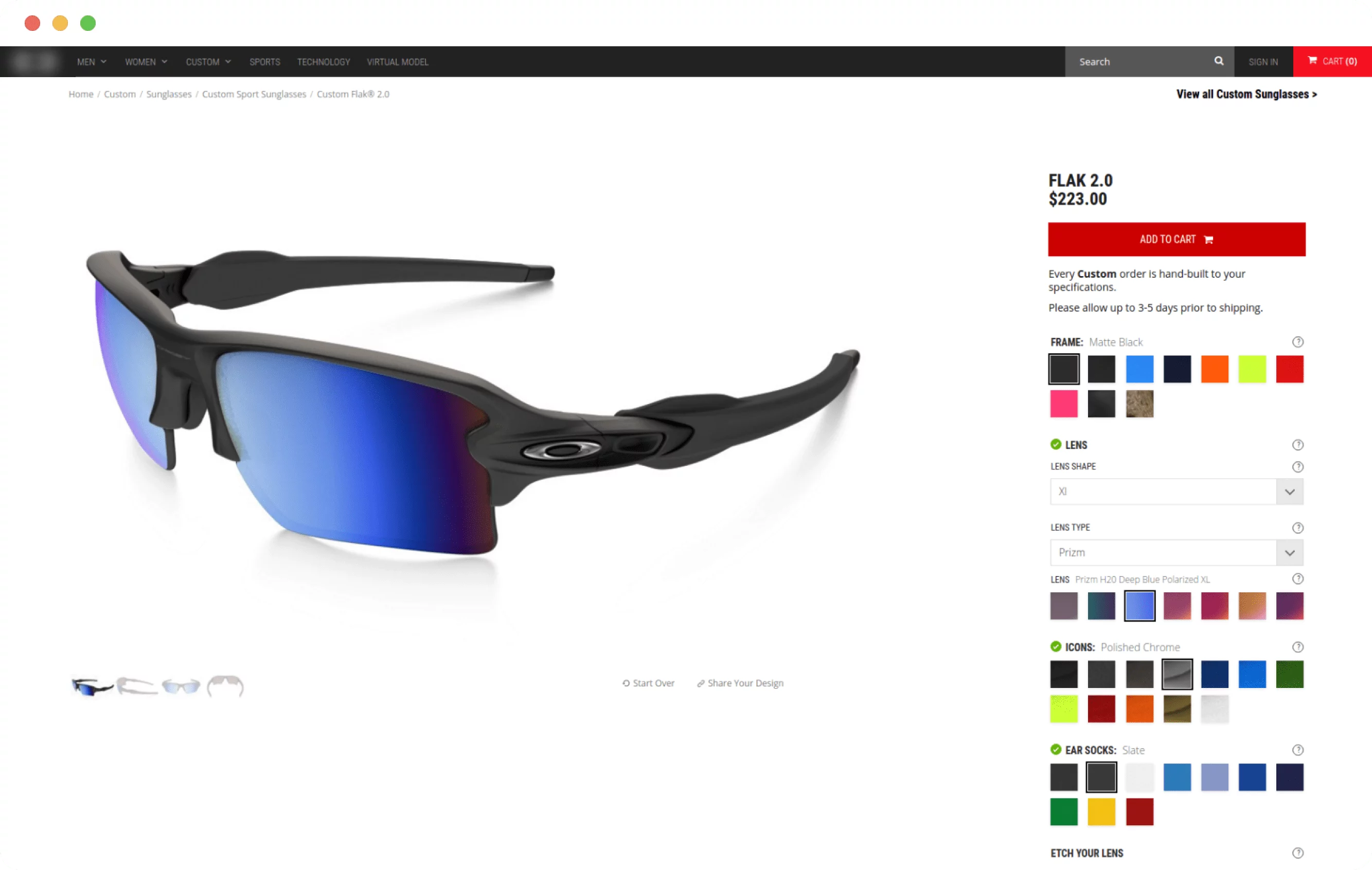 Sunglasses e-commerce website screenshot 2