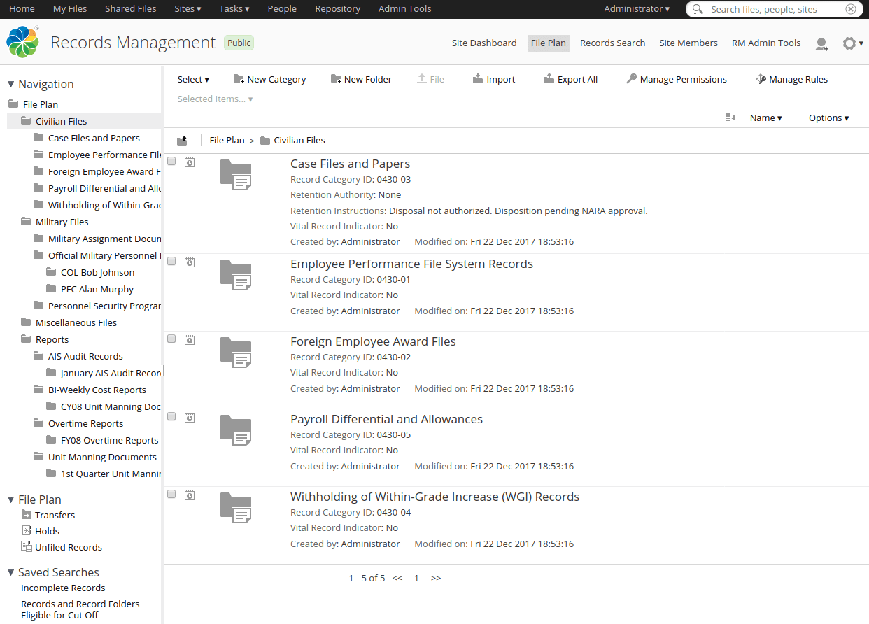 Records management in Alfresco document management software