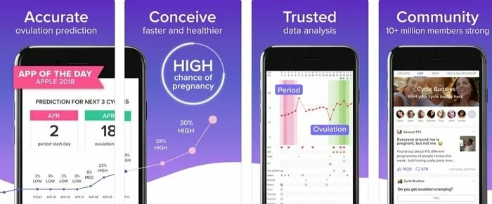 Interface of Glow healthcare mobile app developed for iOS platform