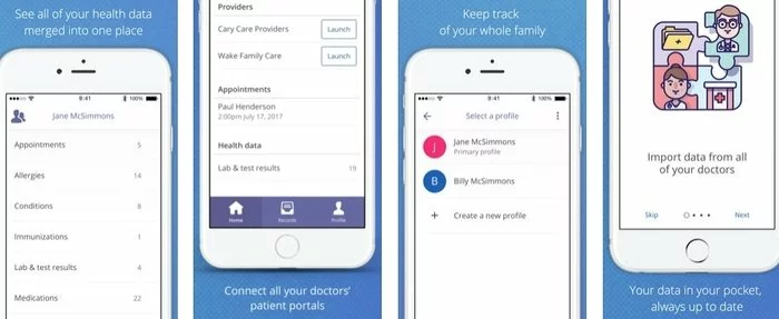 Interface of MedFusion healthcare mobile app developed for iOS platform
