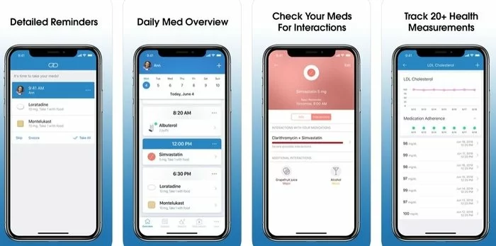 Interface of Medisafe healthcare mobile app developed for iOS platform