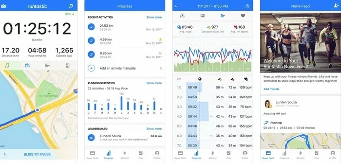 Interface of Runtastics healthcare app developed for iOS platform