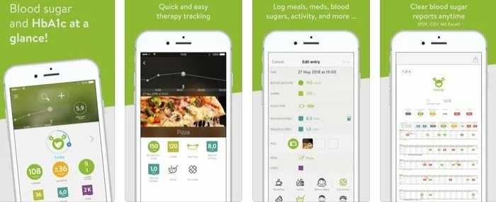 Interface of mySugr healthcare mobile app developed for iOS platform