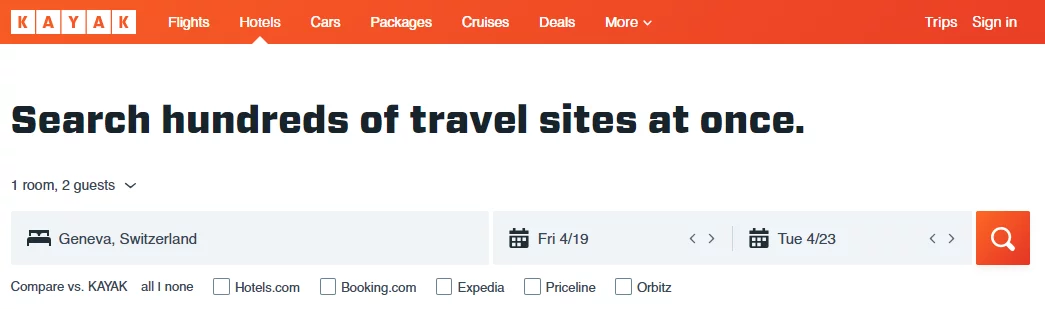 Travel metasearch engine