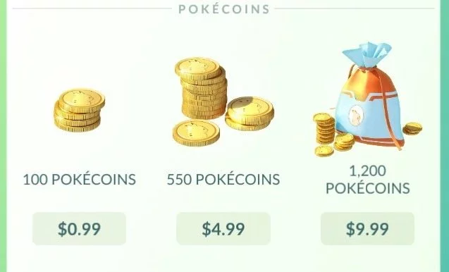 Pokémon Go in-game purchases.