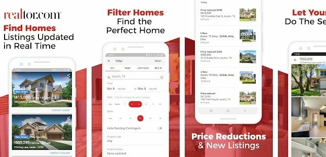 Interface of Realtor.com app for Android