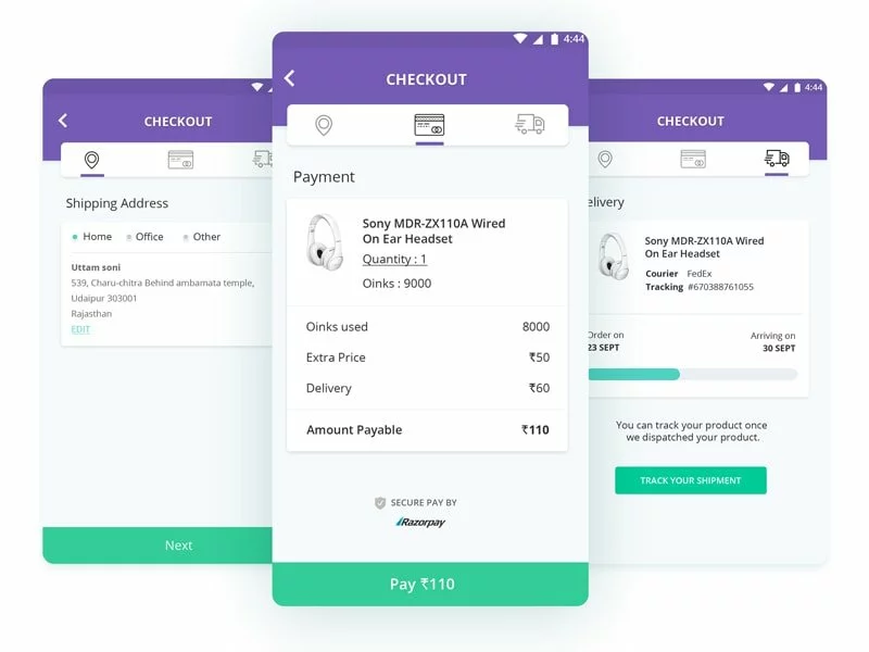 Checkout feature in e-commerce app