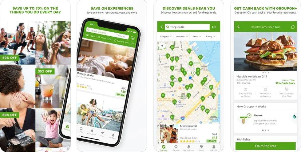 Interface of Groupon for iOS