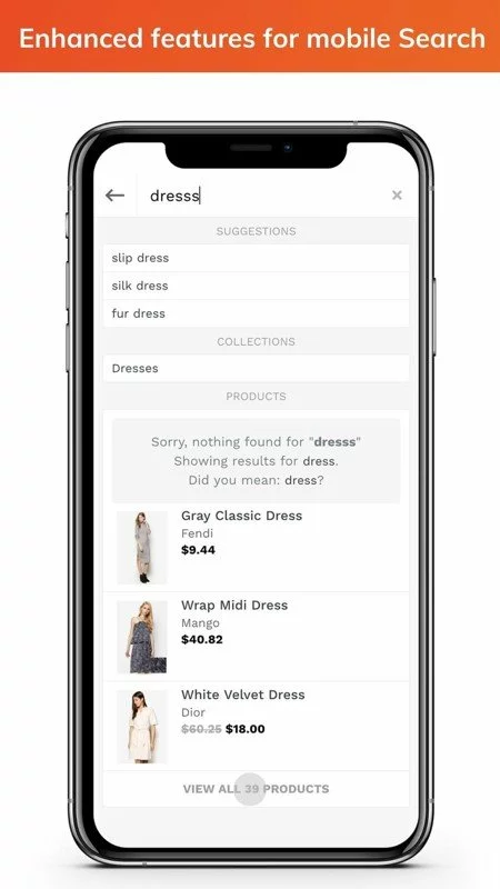 Search and filter features in ecommerce app