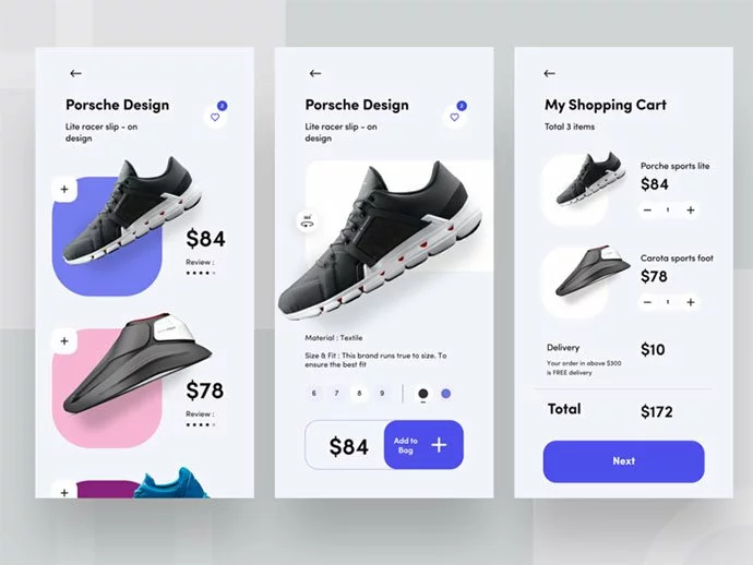 Shopping cart in e-commerce app