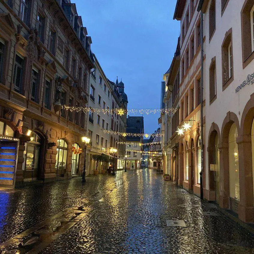 Altstadt city streets at dusk