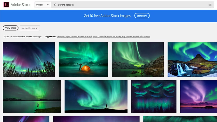 Adobe Stock homepage