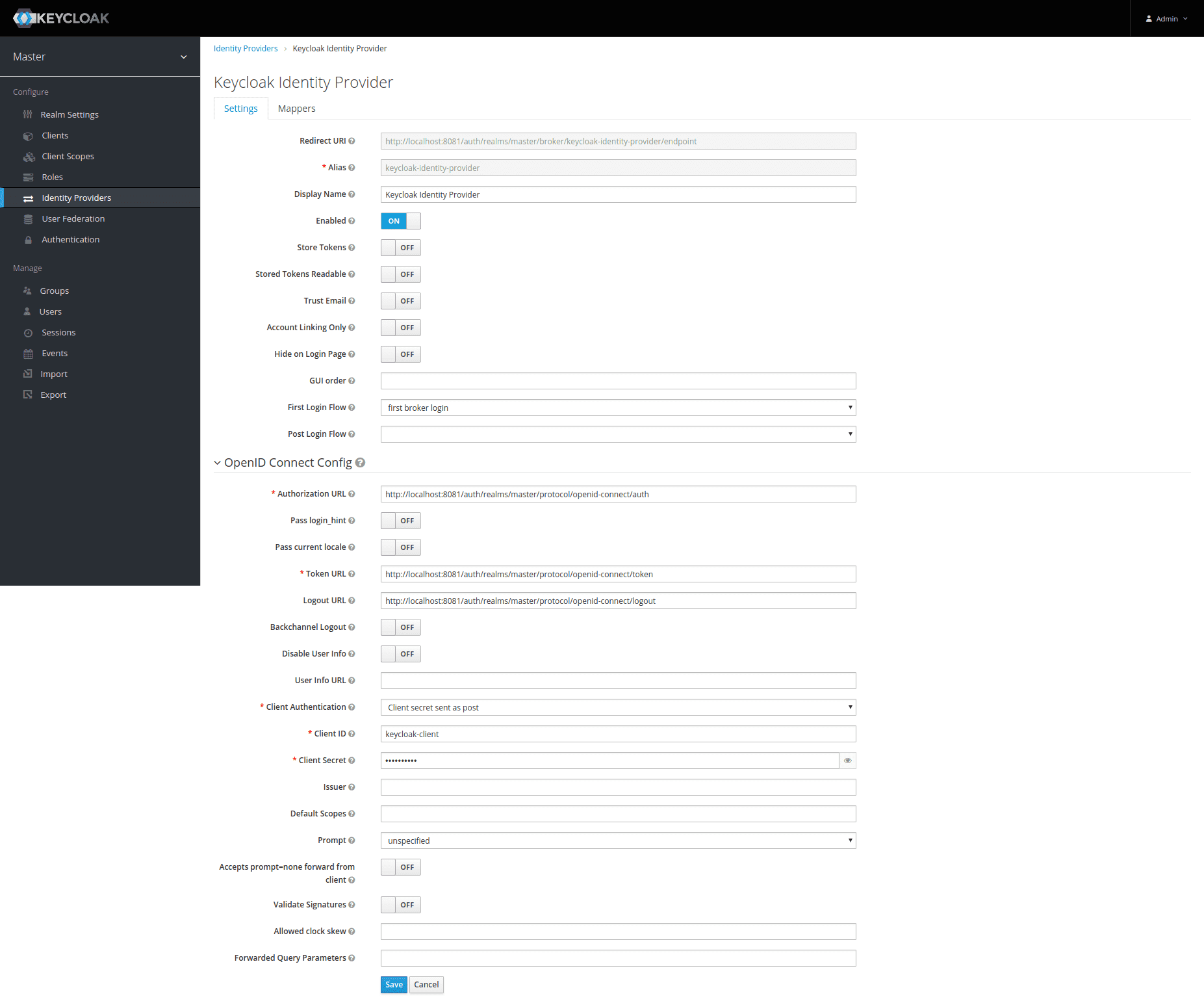 Identity Provider configuration