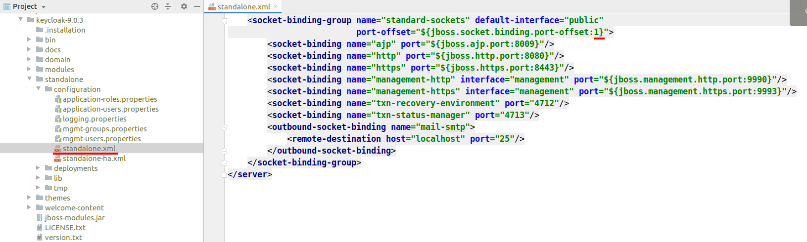 Keycloak default port change