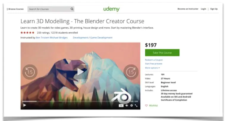 Udemy interface