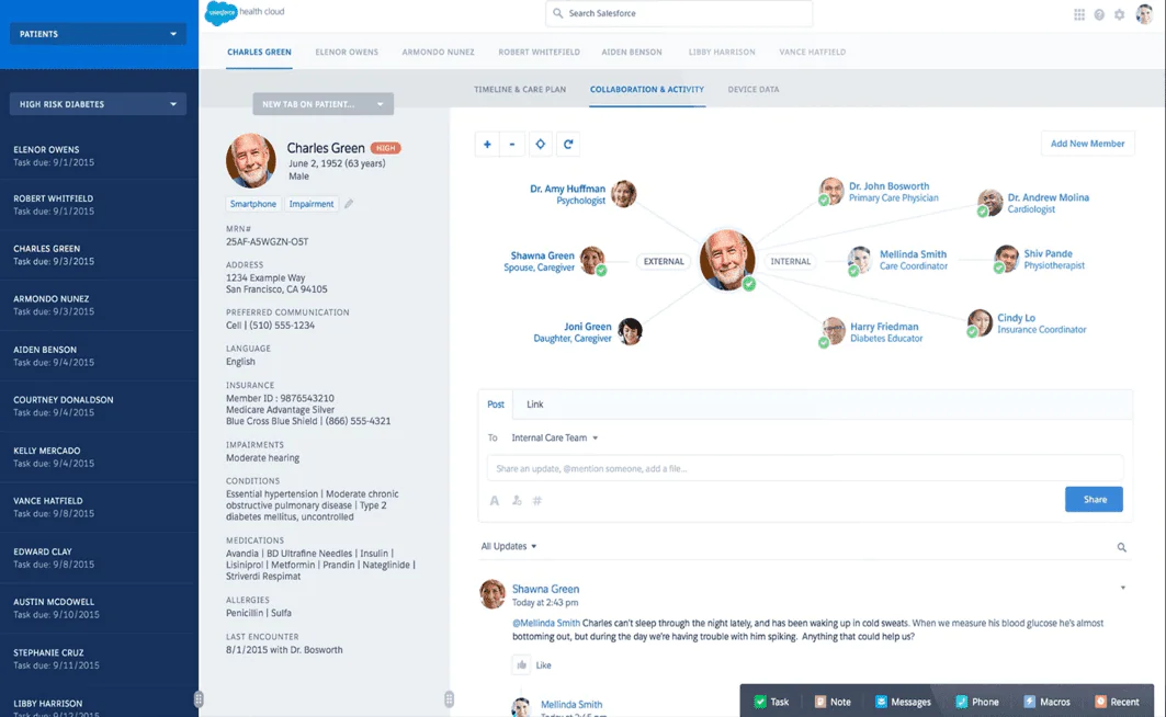 Salesforce Health Cloud CRM interface