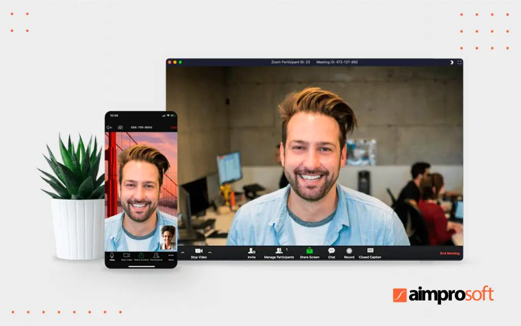 Zoom desktop and mobile interfaces