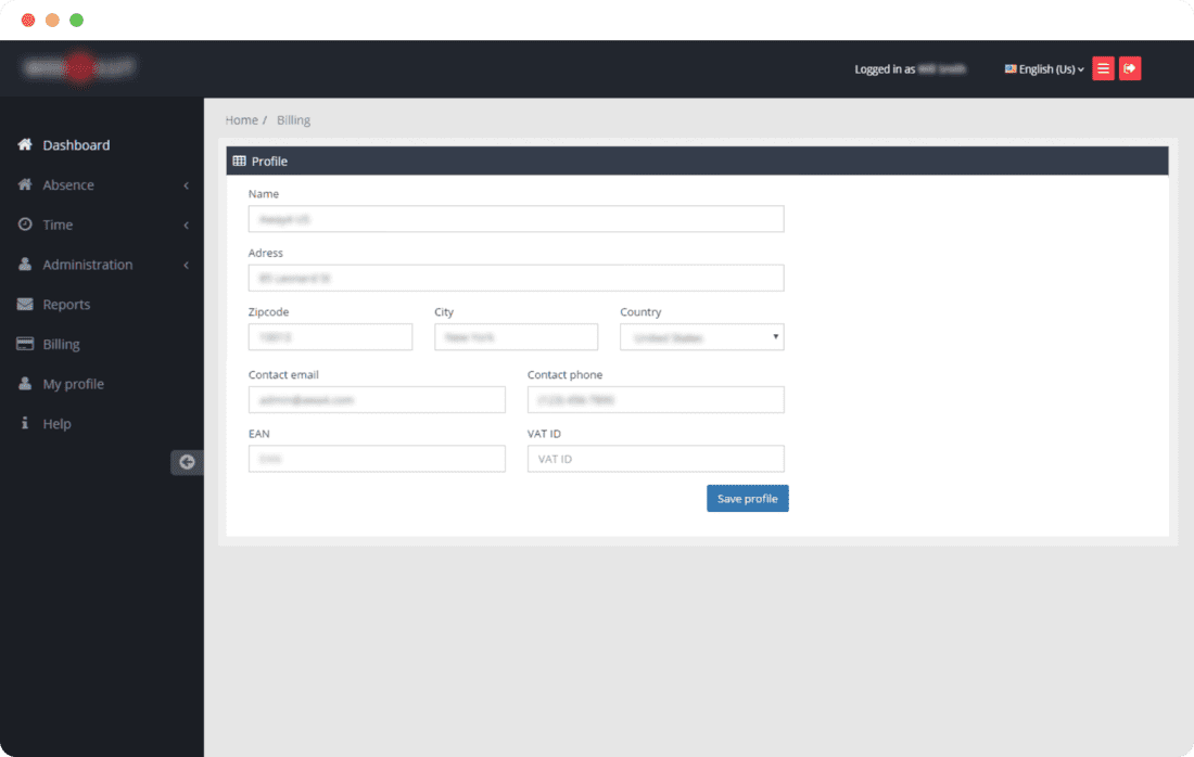 Web-based solution for simplified personnel management project screenshot 2