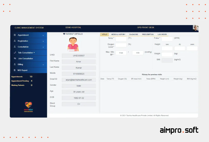 Example of a hospital management system interface 3 Example of a hospital management system interface 3