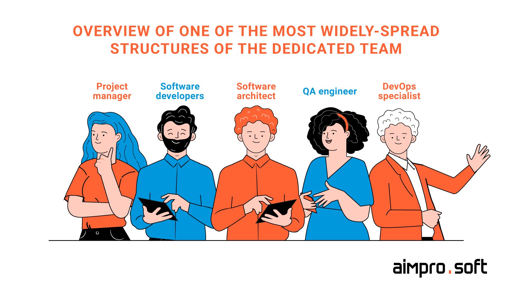 Structure of dedicated team The most common structure of a dedicated team