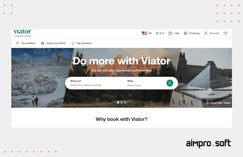 Tours and activities website Viator