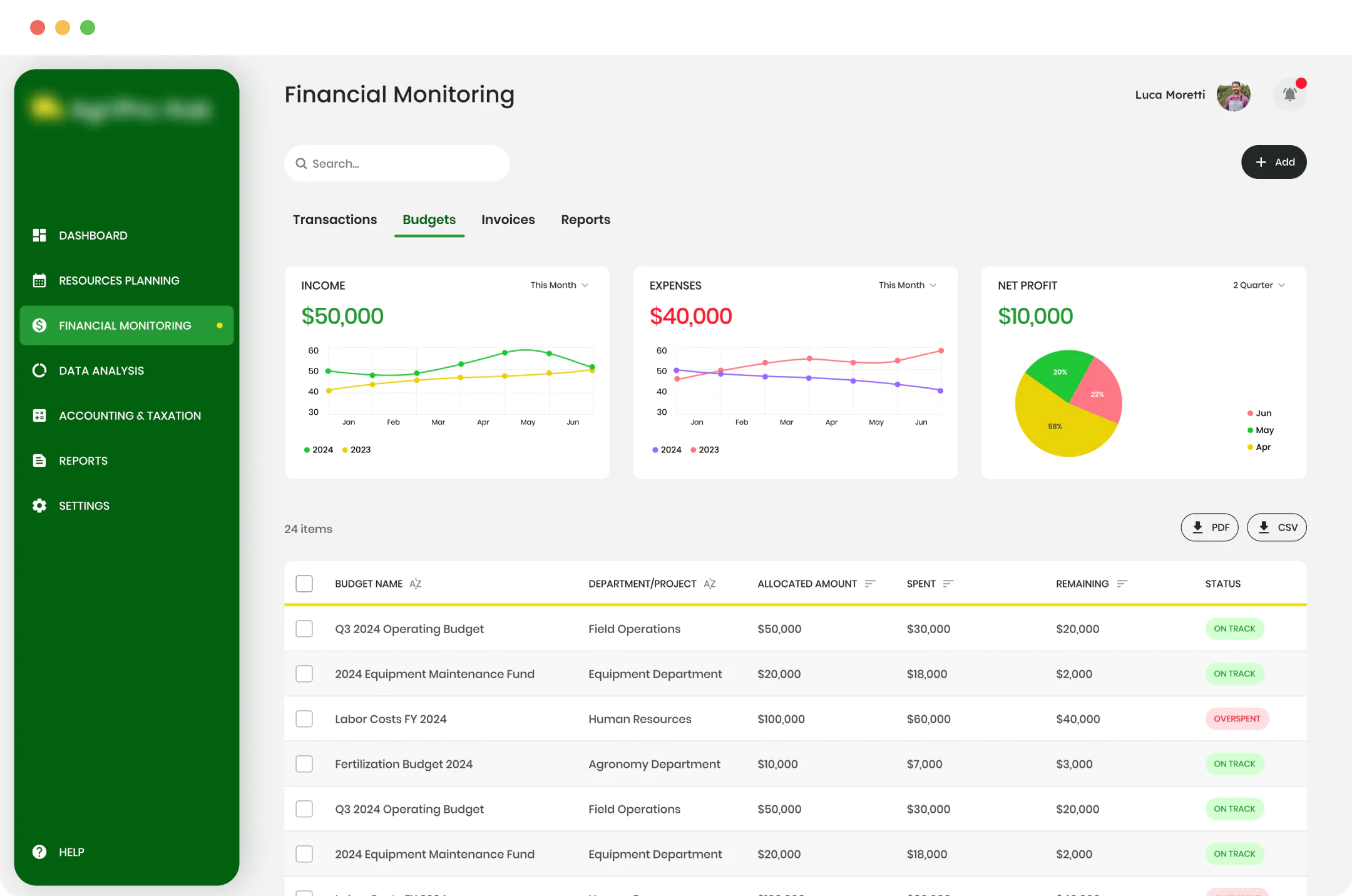 Portal for workers in the agricultural sector project screenshot 1